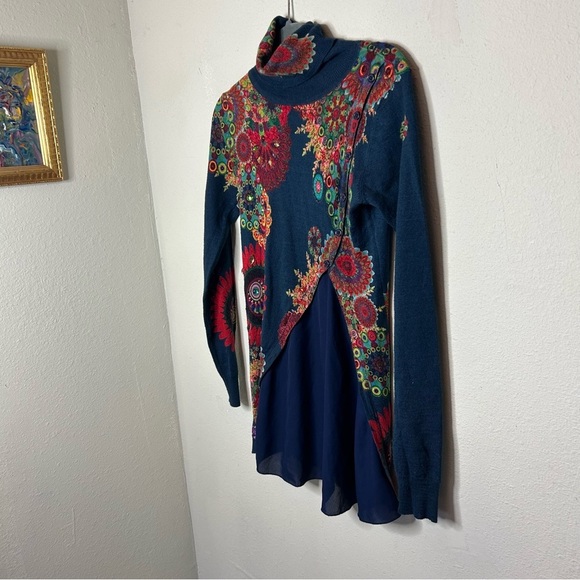 Desigual Blue and Red Graphic Long Sleeve Blouse - Picture 2 of 6